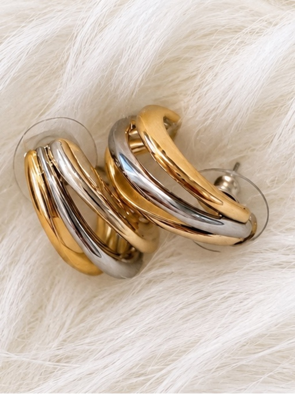 Classic Two-Tone Gold & Silver Twist Hoop Earrings